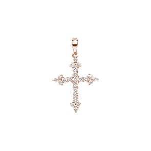 Kreuzanhänger 750/18 K Roségold mit Diamanten 0.45 ct H/si