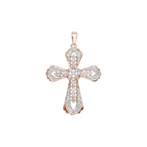 Kreuzanhänger 750/18 K Roségold mit Diamanten 0.51 ct H/si