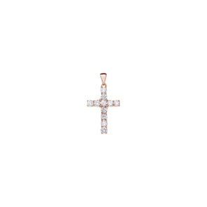 Pendentif croix or rosé 750/18 ct avec diamants 0.65ct H/si