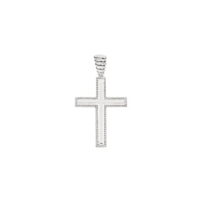 Pendentif croix or gris 750/18 ct 31 x 21mm
