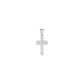 Pendentif croix or jaune 750/18 ct avec diamants 0.08 ct H/si
