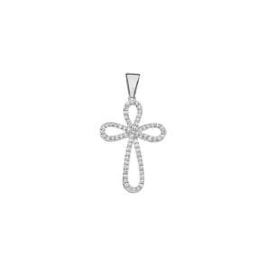 Kreuzanhänger 750/18 K Weissgold mit Diamanten 0.25 ct H/si