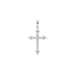 Kreuzanhänger 750/18 K Weissgold mit Diamanten 0.43 ct H/si