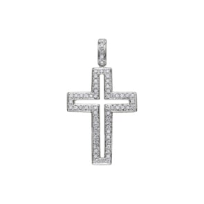 Kreuzanhänger 750/18 K Weissgold mit Diamanten 0.44 ct H/si