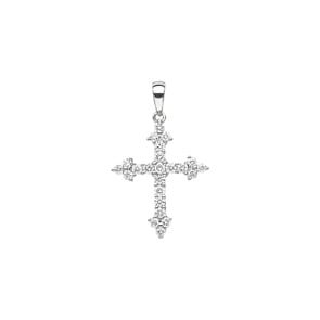 Kreuzanhänger 750/18 K Weissgold mit Diamanten 0.45 ct H/si