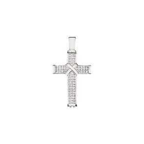 Kreuzanhänger 750/18 K Weissgold mit Diamanten 0.49 ct H/si