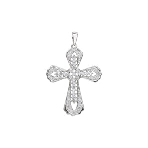 Kreuzanhänger 750/18 K Weissgold mit Diamanten 0.51 ct H/si