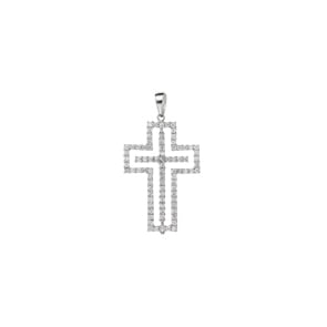 Kreuzanhänger 750/18 K Weissgold mit Diamanten 1.01 ct H/si