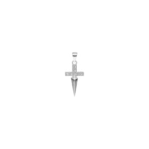Kreuzanhänger 925 Silber rhodiniert mit Zirkonia 12 x 23mm