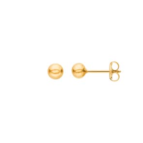 Clous d'oreilles boule or jaune 750/18 ct Ø 4mm