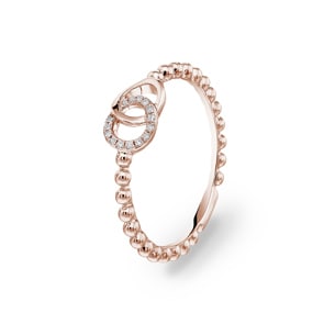 Kugelring 750/18 K Roségold mit Diamanten 0.04 ct H/si