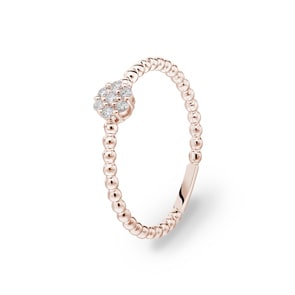Kugelring 750/18 K Roségold mit Diamanten 0.10 ct H/si