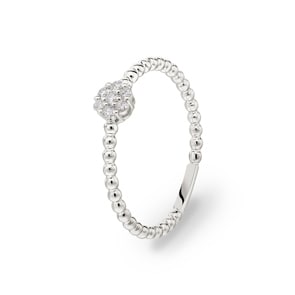 Bague or gris 750/18 ct avec diamants 0.10 ct H/si