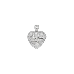 Medaillon zum Öffnen 750/18 K Weissgold mit Diamanten 0.33 ct H/si, Herz