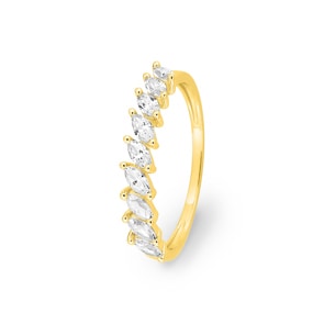 Eternity Ring 375/9 K Yellow Gold with Marquise Cubic Zirconia