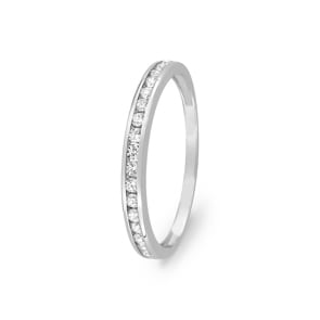 Eternity Ring 375/9 K White Gold with Cubic Zirconia in Channel Setting