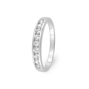 Eternity Ring 375/9 K White Gold with Cubic Zirconia in Channel Setting