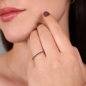 Mémoire-Ring 750/18 K Gelbgold mit Saphiren