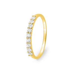 Mémoire Ring 750/18 K Gelbgold mit Zirkonia in 4-Griff