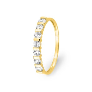 Mémoire Ring 750/18 K Gelbgold mit Zirkonia in Balkenfassung