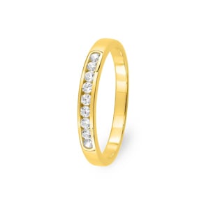 Mémoire Ring 750/18 K Gelbgold mit Zirkonia in Kanalfassung