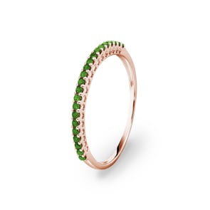 Mémoire-Ring 750/18 K Roségold mit grünen Granaten