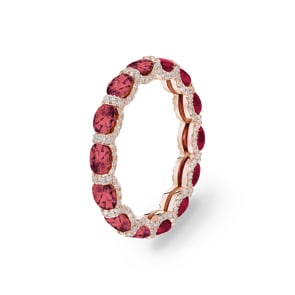 Mémoire-Ring 750/18 K Roségold mit Rubinen & Diamanten 0.41 ct H/si