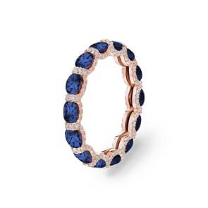 Eternity Ring 750/18 K Rose Gold with Sapphires & Diamonds 0.41 ct H/si