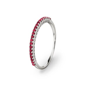 Mémoire-Ring 750/18 K Weissgold mit Rubinen