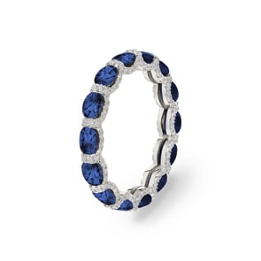 Mémoire-Ring 750/18 K Weissgold mit Saphiren & Diamanten 0.41 ct H/si