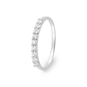 Mémoire Ring 750/18 K Weissgold mit Zirkonia in 4-Griff