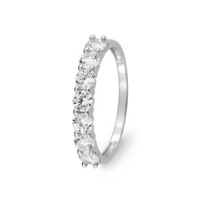 Mémoire Ring 750/18 K Weissgold mit Zirkonia in 4-Griff