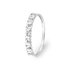 Mémoire Ring 750/18 K Weissgold mit Zirkonia in Balkenfassung
