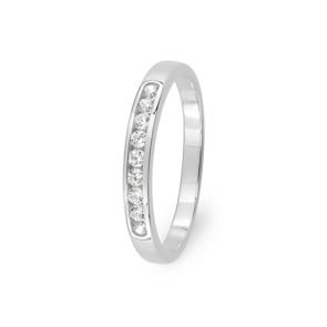Mémoire Ring 750/18 K Weissgold mit Zirkonia in Kanalfassung