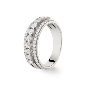 Mémoire-Ring 925 Silber rhodiniert mit Zirkonia