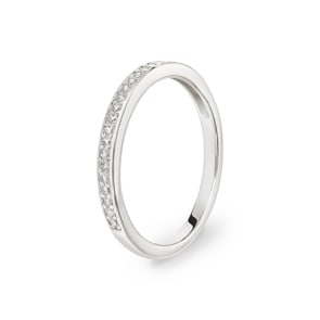 Mémoire-Ring 925 Silber rhodiniert mit Zirkonia rund