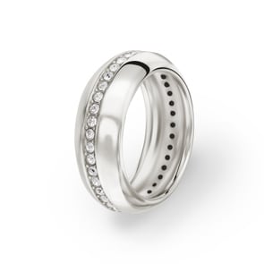 Mémoire-Ring 925 Silber rhodiniert mit Zirkonia rund