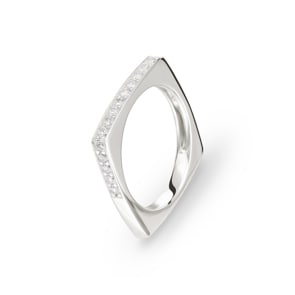 Mémoire-Ring 925 Silber rhodiniert mit Zirkonia rund