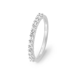 Mémoire-Ring 925 Silber rhodiniert mit Zirkonia rund
