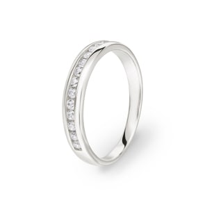 Mémoire-Ring 925 Silber rhodiniert mit Zirkonia rund