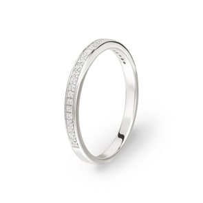 Mémoire-Ring 925 Silber rhodiniert mit Zirkonia rund