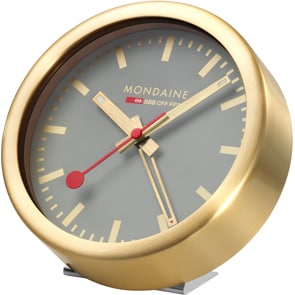 Mondaine Pendulette réveil doré / gris Ø 12.5cm
