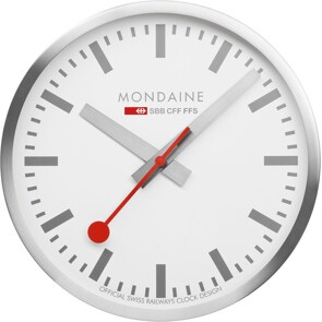 Mondaine Wanduhr Silbrig Ø 25cm