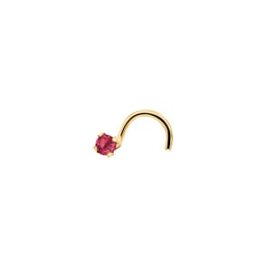 Nasenpiercing Spirale 750/18 K Gelbgold mit Rubin