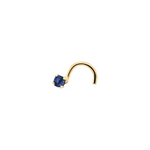Nasenpiercing Spirale 750/18 K Gelbgold mit Saphir