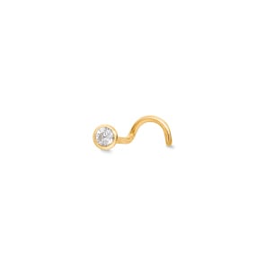 Nasenpiercing Spirale 750/18 K Gelbgold mit Zirkonia