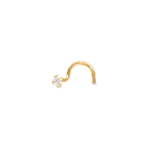 Nasenpiercing Spirale 750/18 K Gelbgold mit Zirkonia 4-Griff