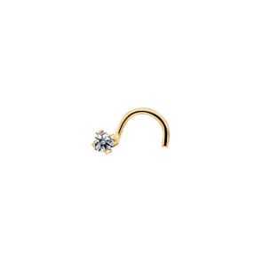 Nasenpiercing Spirale 750/18 K Gelbgold mit Zirkonia 4-Griff