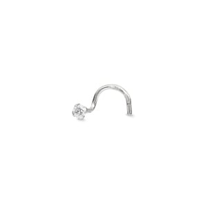 Nasenpiercing Spirale 750/18 K Weissgold mit Diamant 0.03ct.