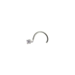 Nasenpiercing Spirale 750/18 K Weissgold mit Diamant 0.03ct